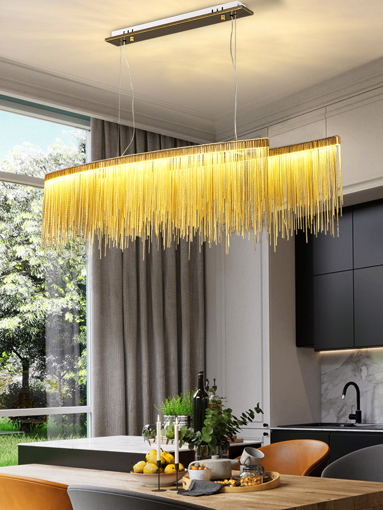 Modern Art Aluminum Tassel Pendant Chandelier for Living/Dining Room/Kitchen Island