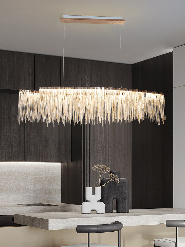 Modern Art Aluminum Tassel Pendant Chandelier for Living/Dining Room/Kitchen Island