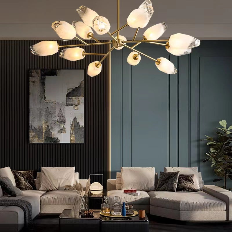 Oversized Modern Sputnik Facet Multiple Glass Chandelier for Living Room/Bedroom