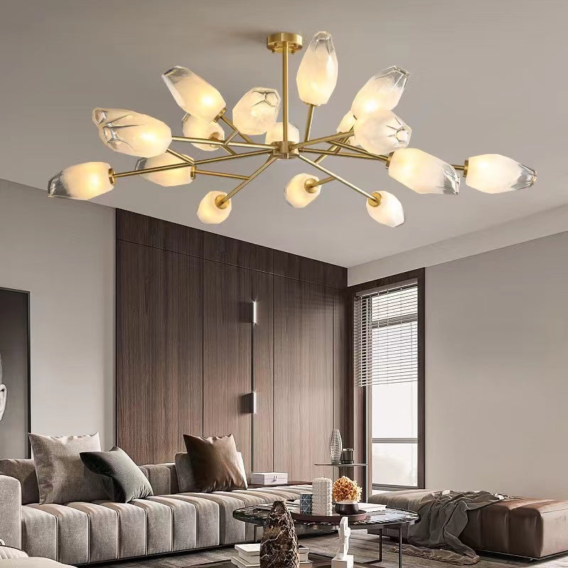 Oversized Modern Sputnik Facet Multiple Glass Chandelier for Living Room/Bedroom