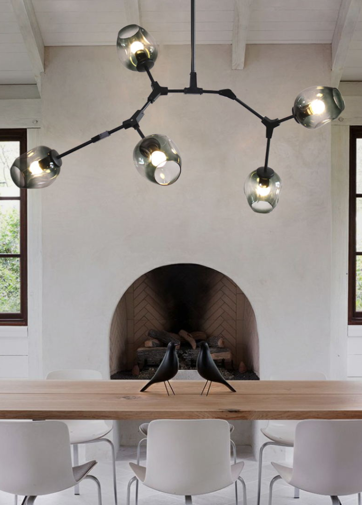 Extra Large Industrial Fashion Branch Multiple Glass Pendant Chandelier for Living/Dining Room