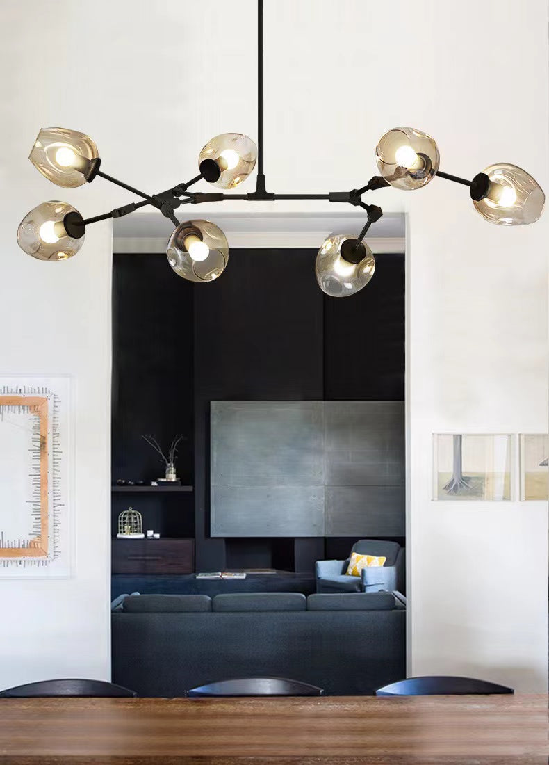 Extra Large Industrial Fashion Branch Multiple Glass Pendant Chandelier for Living/Dining Room