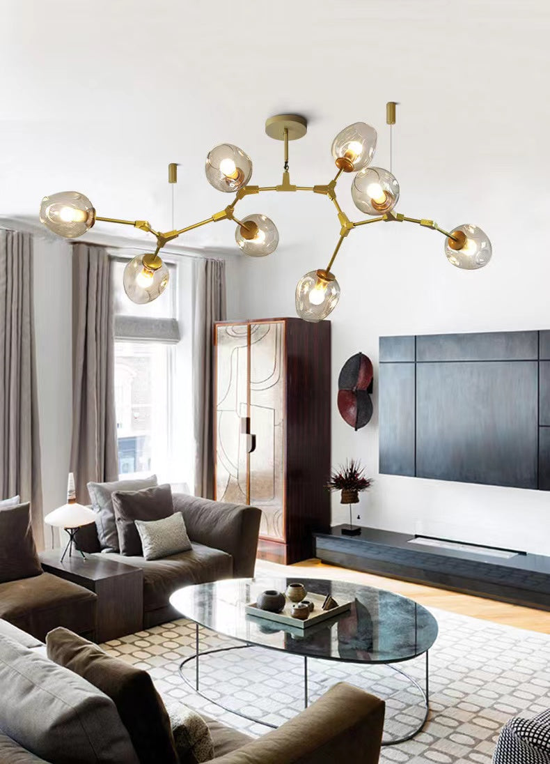 Extra Large Industrial Fashion Branch Multiple Glass Pendant Chandelier for Living/Dining Room