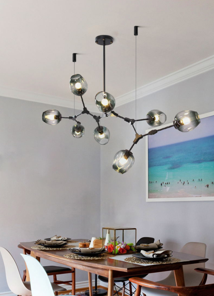 Extra Large Industrial Fashion Branch Multiple Glass Pendant Chandelier for Living/Dining Room