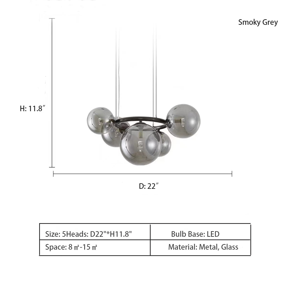 5Heads: D22.0"*H11.8" chandelier,chandeliers,round,sphere,modern,minimalist,nordic,glass,pendant,ring,living room,bedroom,foyer,art,creative