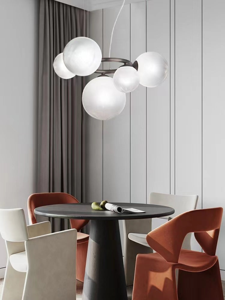 Modern Minimalist Multiple Transparent Glass Sphere Pendant Chandelier for Living/Dining Room