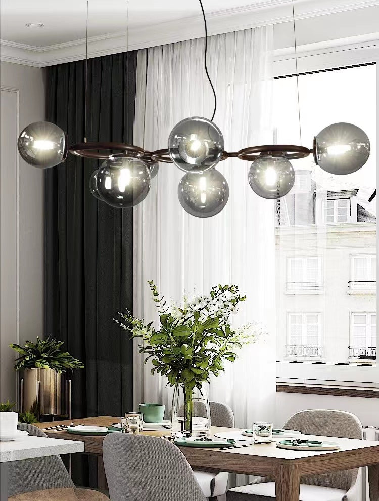 Modern Minimalist Multiple Transparent Glass Sphere Pendant Chandelier for Living/Dining Room