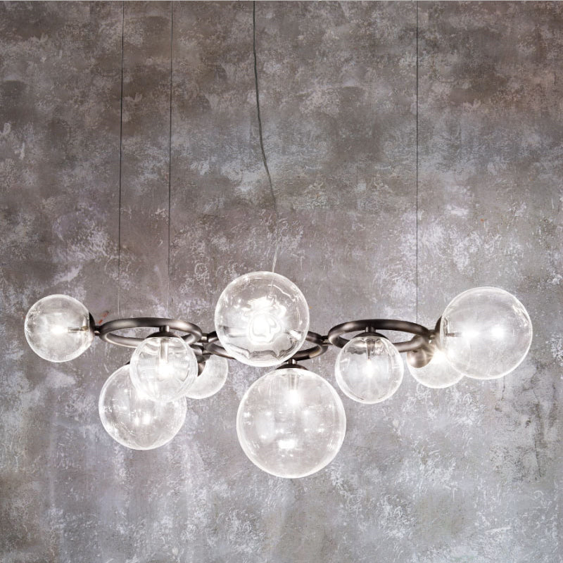 Modern Minimalist Multiple Transparent Glass Sphere Pendant Chandelier for Living/Dining Room