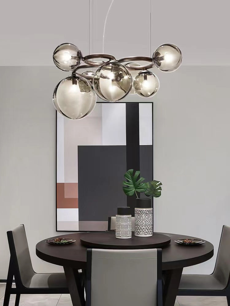 Modern Minimalist Multiple Transparent Glass Sphere Pendant Chandelier for Living/Dining Room