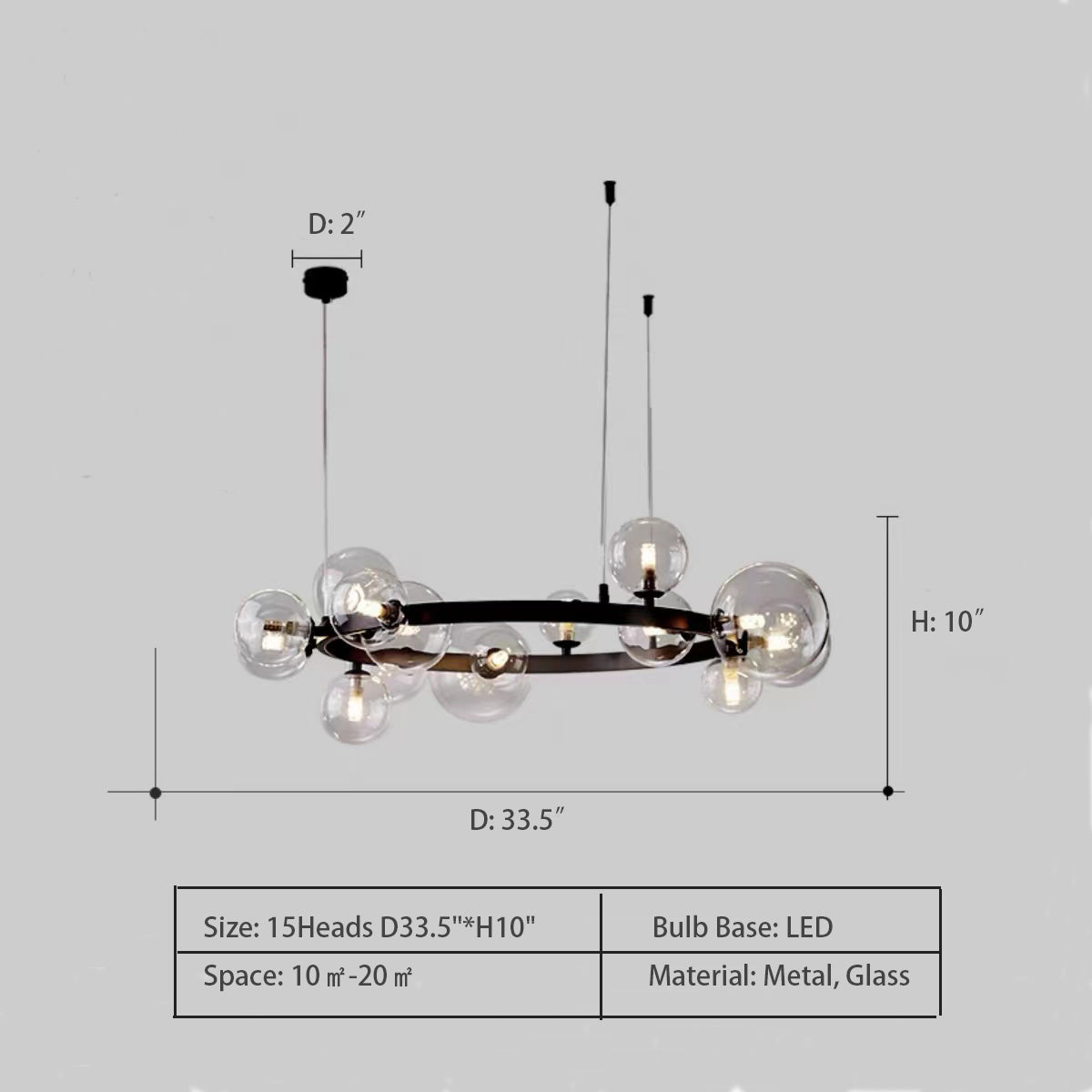 Ring: 15Heads D33.5"*H10.0"  chandelier,chandeliers,round,round,linear,glass,black,bubble,nordic,minimalist,living room,dining room,dining table,long table,big table,kitchen island,kitchen bar,oversized,huge,big,long,large,extra large