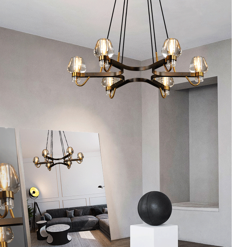 Brass,post-modern,industrial style, bulb, light luxury, 6 heads, glass, 8 heads,chandeliers, branch, pendants, ValleyLamps, living room. bedroom, dining room, light,