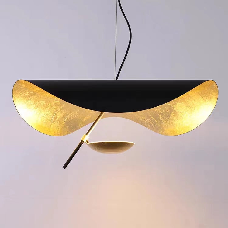 Deigner Model Modern Art Hat Shape Gold Leaf Pendant Chandelier for Living/Dining Room