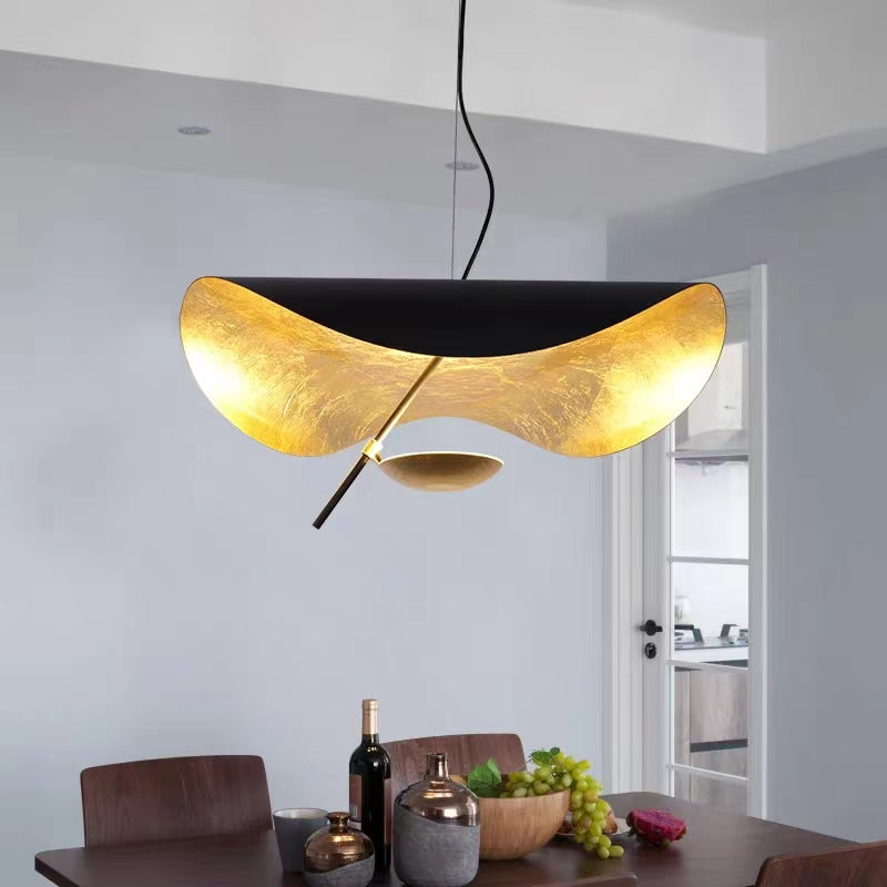 chandelier,chandeliers,gold,luxury,mushroom,hat,ceiling,flush mount,black,led,dining room,living room,huge,large,big,round,Lederam Manta Pendant