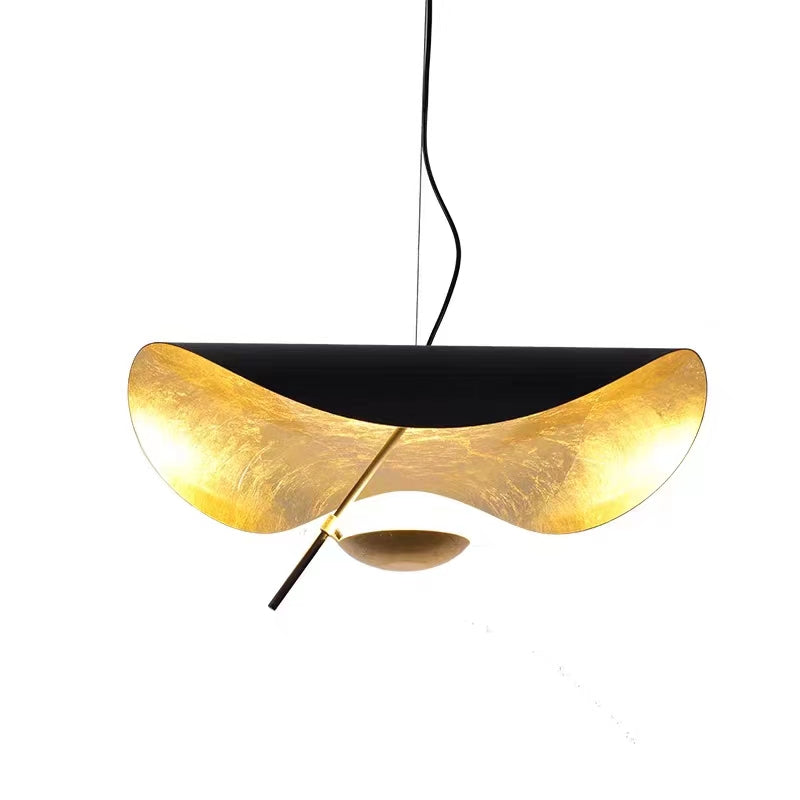 Deigner Model Modern Art Hat Shape Gold Leaf Pendant Chandelier for Living/Dining Room