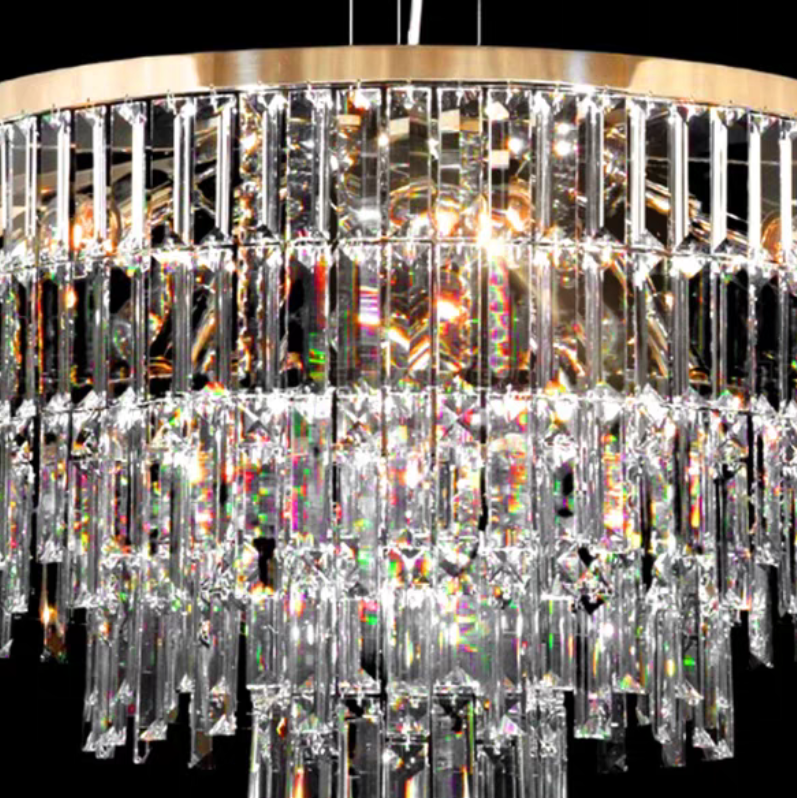 Modern Light Luxury Trendy Layers Crystal Pendant Chandelier for Living Room/Bedroom