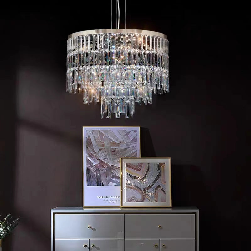 Modern Light Luxury Trendy Layers Crystal Pendant Chandelier for Living Room/Bedroom