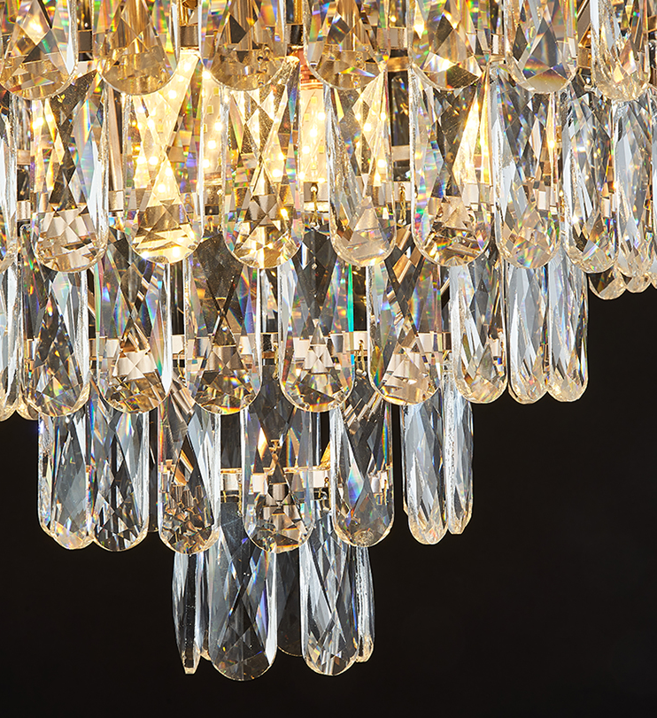 Modern Light Luxury Tiered Crystal Pendant Chandelier for Living/Dining Room/Bedroom