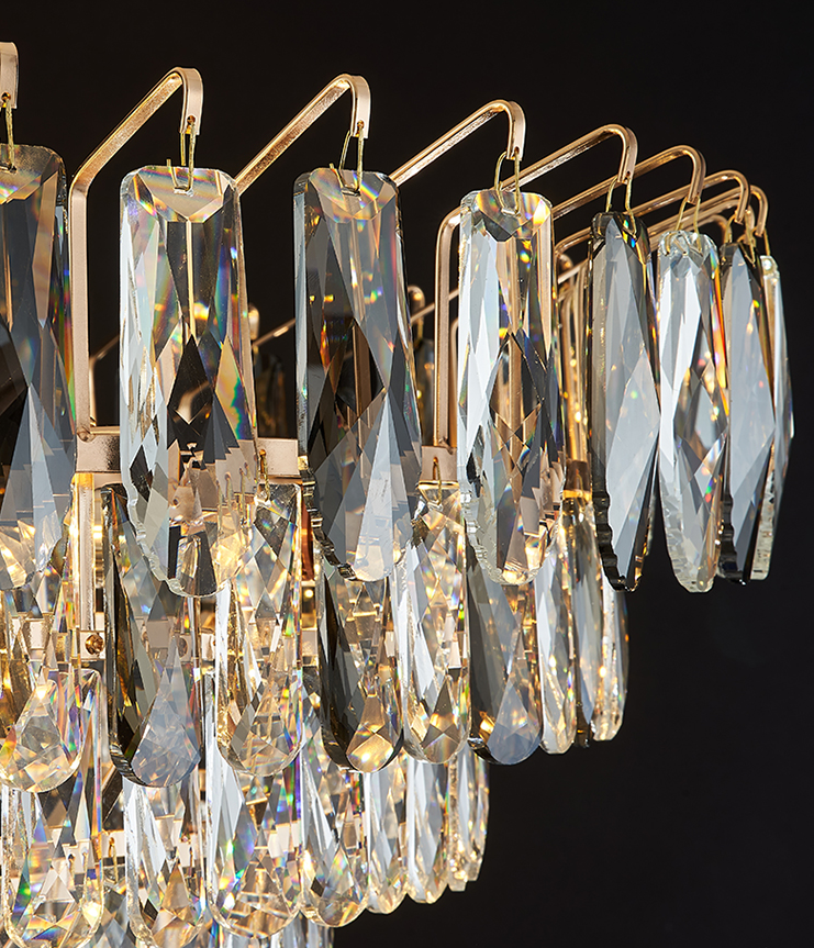 Modern Light Luxury Tiered Crystal Pendant Chandelier for Living/Dining Room/Bedroom