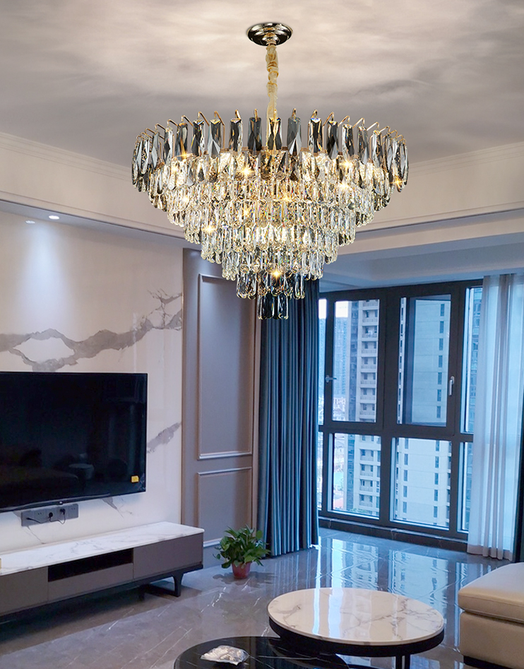 Modern Light Luxury Tiered Crystal Pendant Chandelier for Living/Dining Room/Bedroom