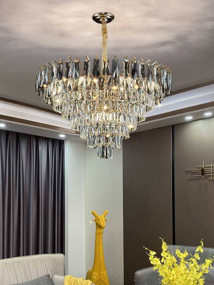 Modern Light Luxury Tiered Crystal Pendant Chandelier for Living/Dining Room/Bedroom