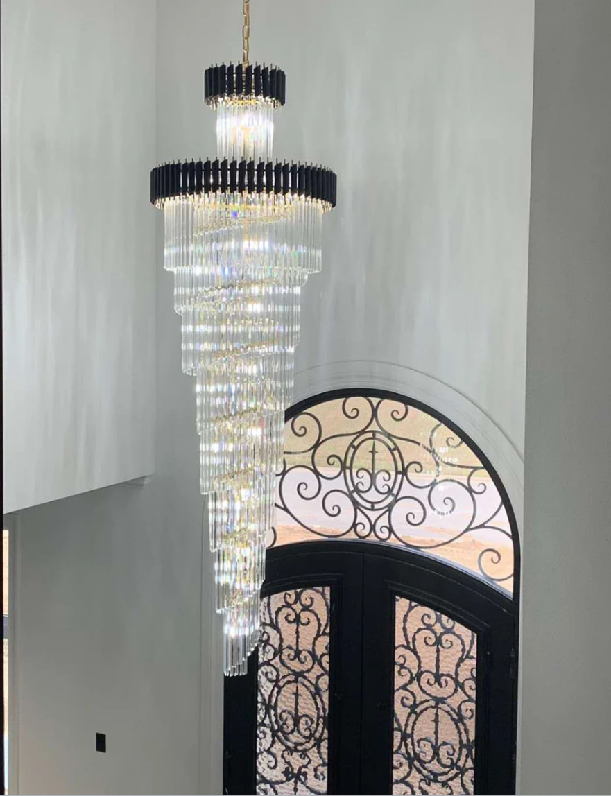 Spiral Crystal Chandelier For Foyer/ Staircase