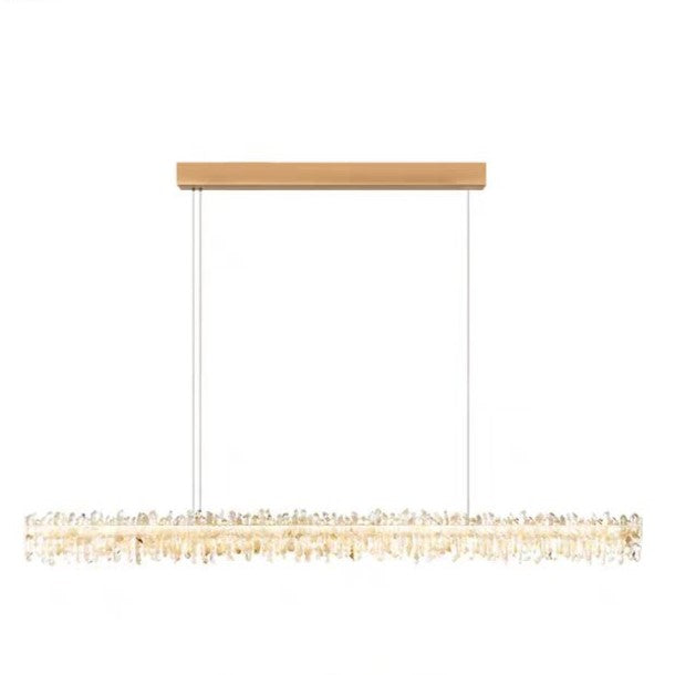 Modern Style Linear Natural Crystal Chandelier