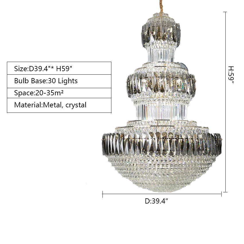 Extra Large Modern Crystal Chandelier Luxury Pendant For Entryway / Staircase / Hotel Foyer