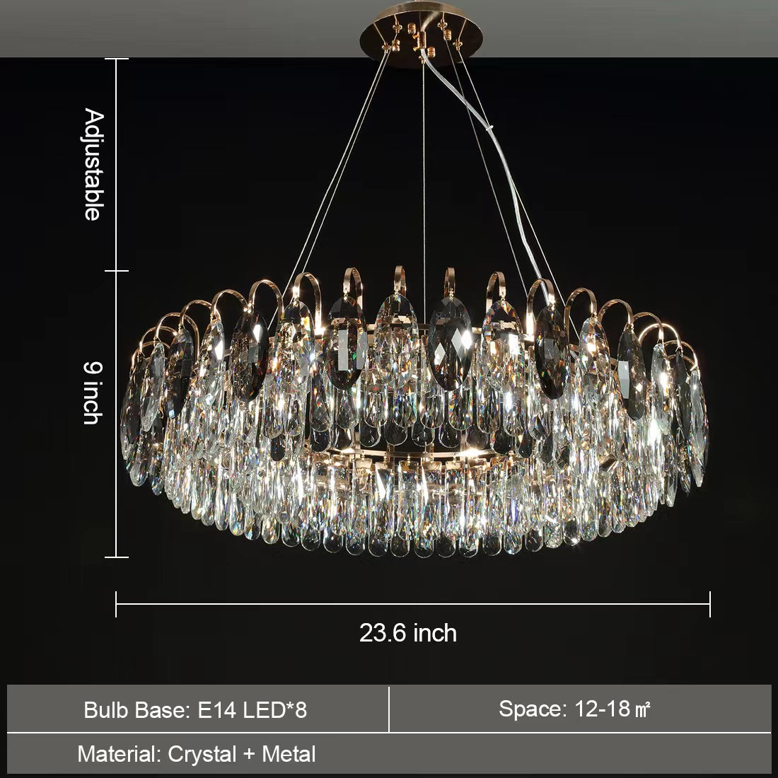 Luxurious K9 Crystal Chandelier in Brass/Silver Finish | Modern Ceiling Light Fixtures