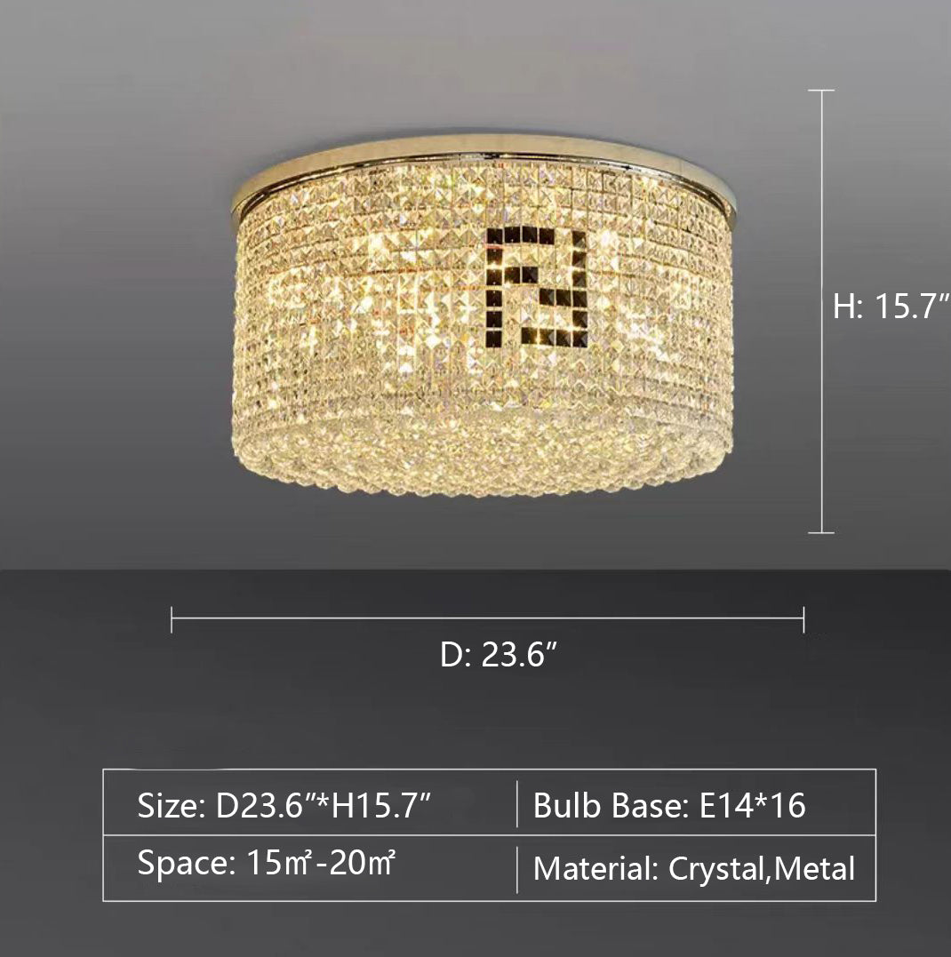 D23.6"*H15.7" chandeleir,chandeleirs,crystal,flush mount,ceiling,round,living room,dining room,bedroom,study,foyer,hallway