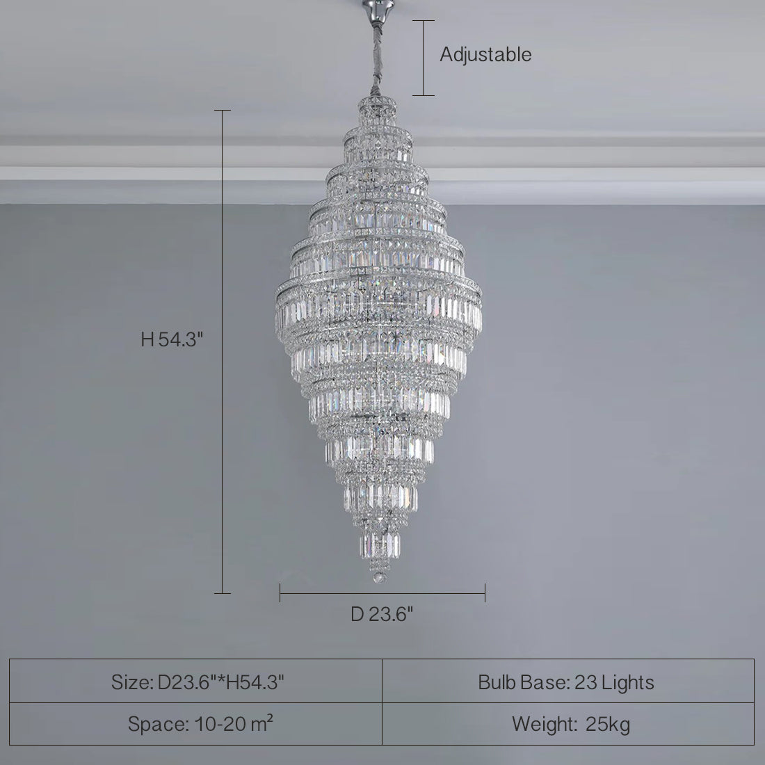 Chrome Extra Large Crystal Chandelier for Foyer Staircase Living Room Entrance Ceiling Light Fixture In Silver