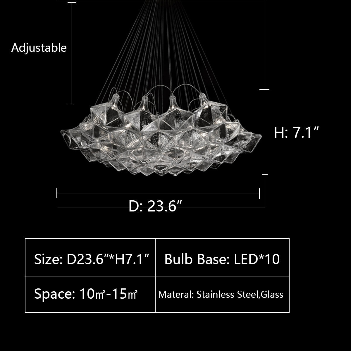 D23.6"*H7.1" chandelier,chandeliers,glass,metal,big table,long table,big,huge,oversize,extra large,large,dining table,stairs,clear