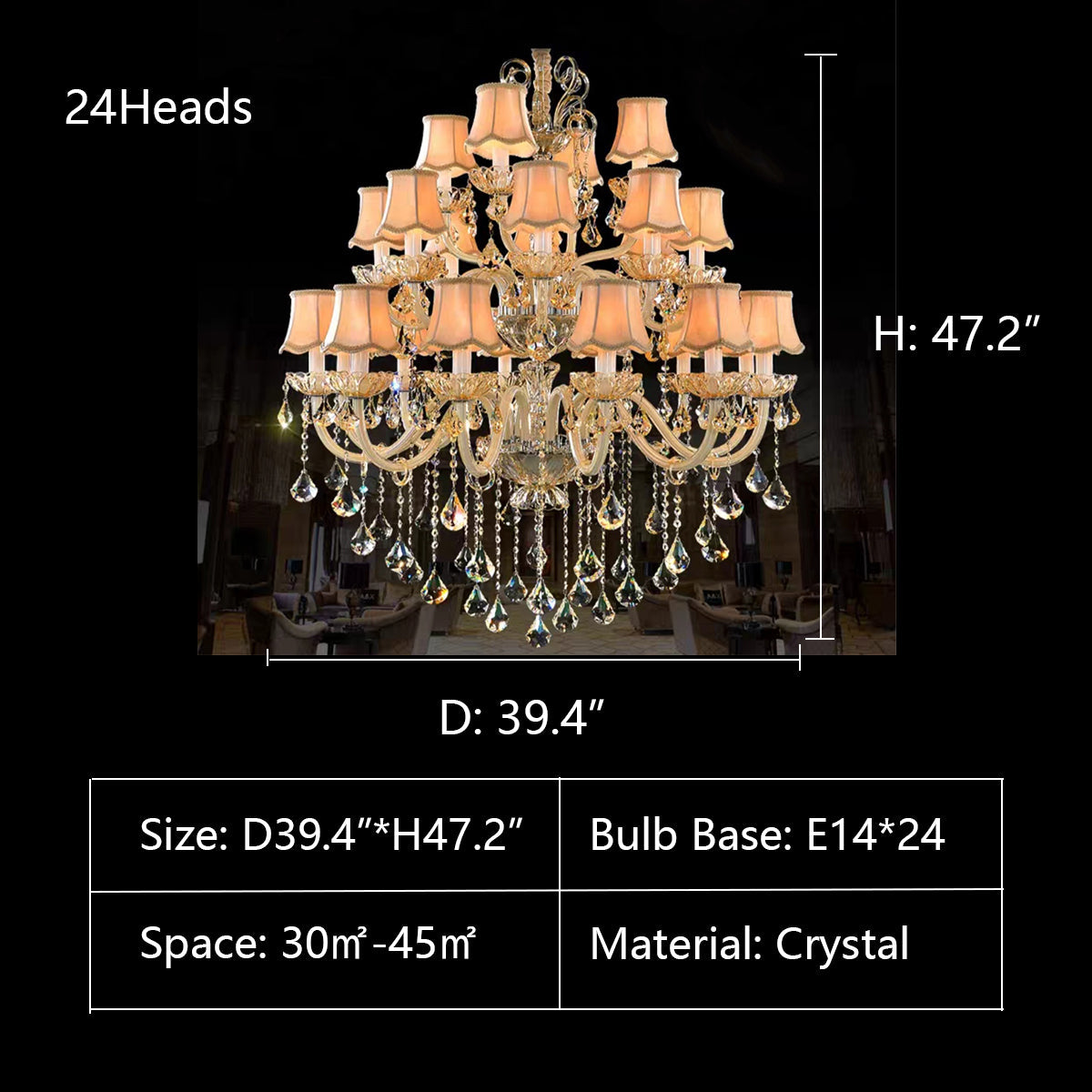 D39.4"*H47.2" chandelier,chandeliers,extra large,large,oversize,big,huge,foyer,duplex hall,two-story foyer,loft,candle,branch,raindrop,pendent,crystal,metal