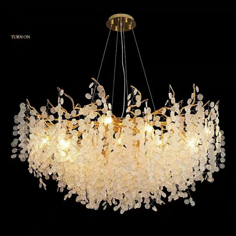 Luxury Branches Crystal Frosted Glass Chandelier Designs for Living /Dining Room Elegant Ceiling Light Wall Lamp Home Set