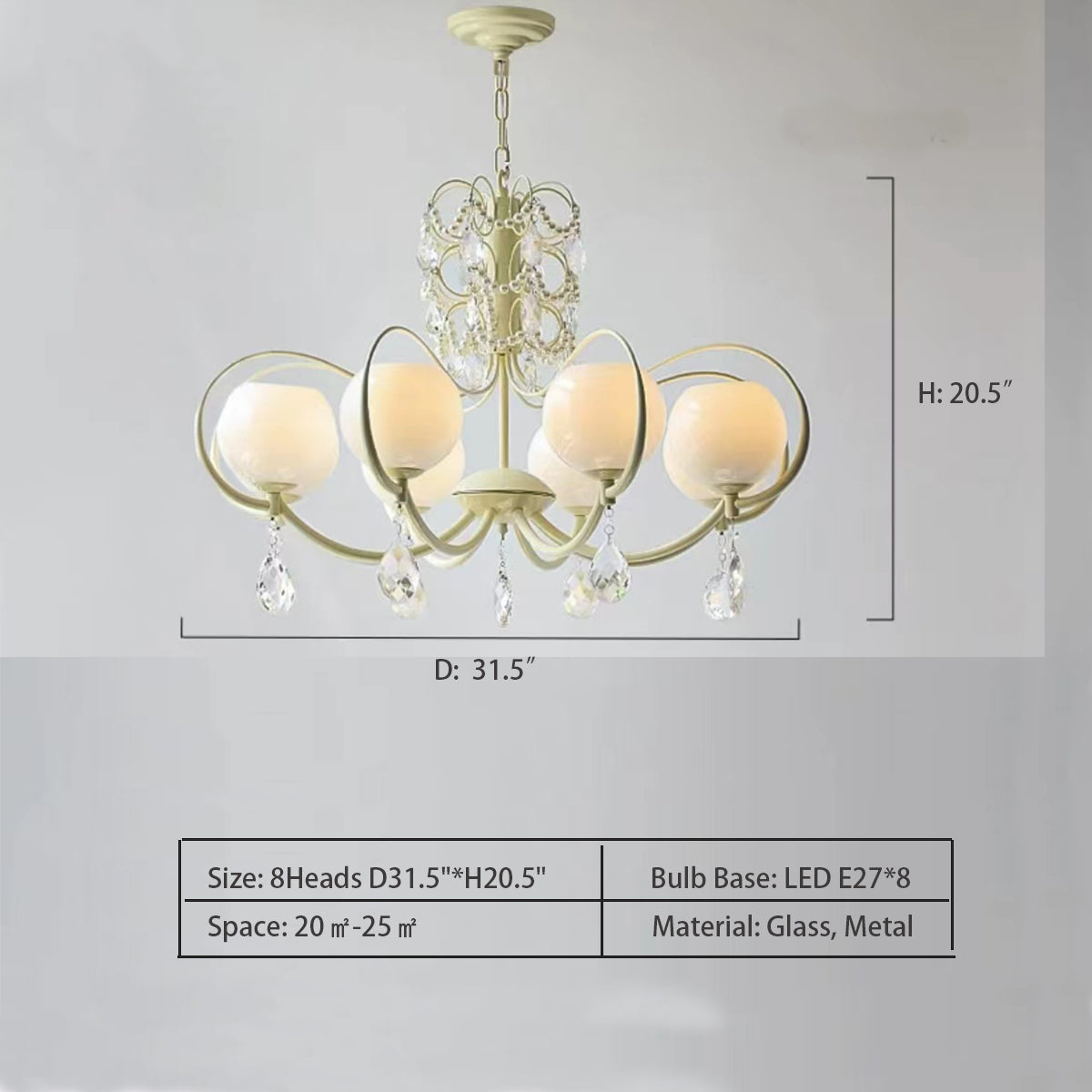 6Heads: D27.6"*H20.5" 8Heads: D31.5"*H20.5" 10Heads: D39.4"*H20.5"