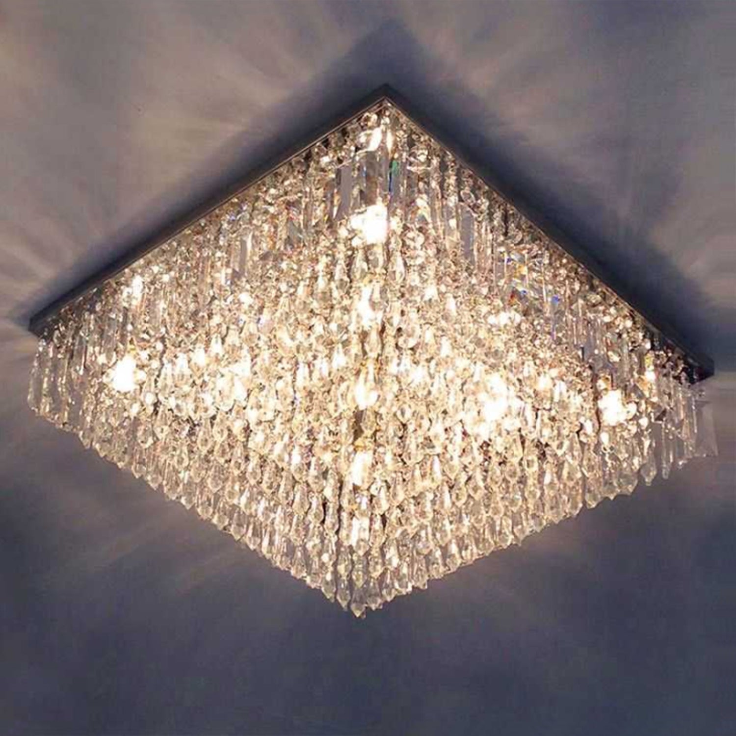 Modern Square Flush Mount Crystal Light For Living Room/Bedroom/Dining Room