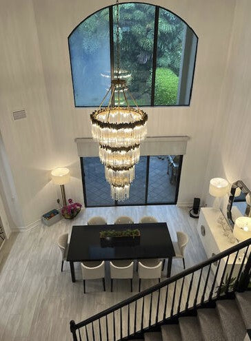 Large Elegant Multi-layers Glam Glass Chandelier for High-ceiling Staircase/Entryway/Living/meeting Room