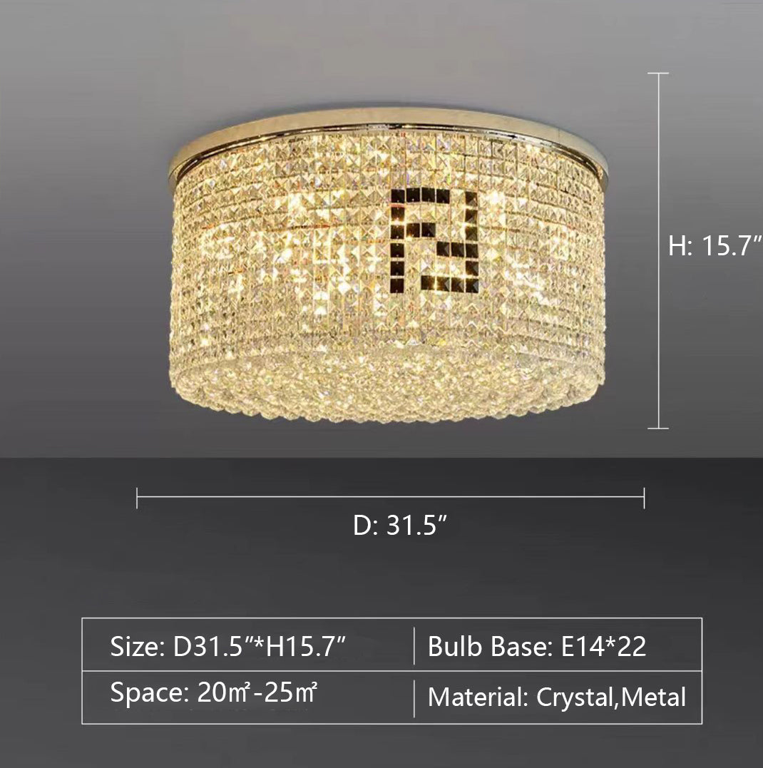 D31.5"*H15.7" chandeleir,chandeleirs,crystal,flush mount,ceiling,round,living room,dining room,bedroom,study,foyer,hallway