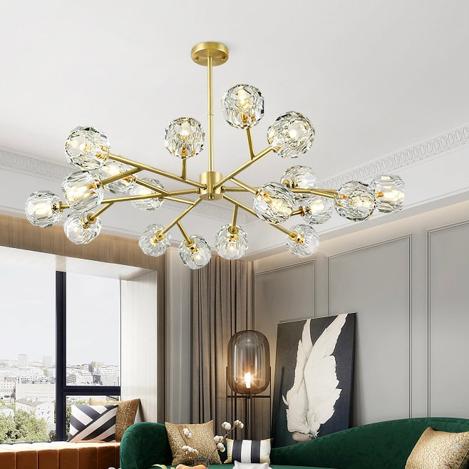 Brass Sputnik Chandelier With K9 Crystals Modern Ceiling Light Fixture