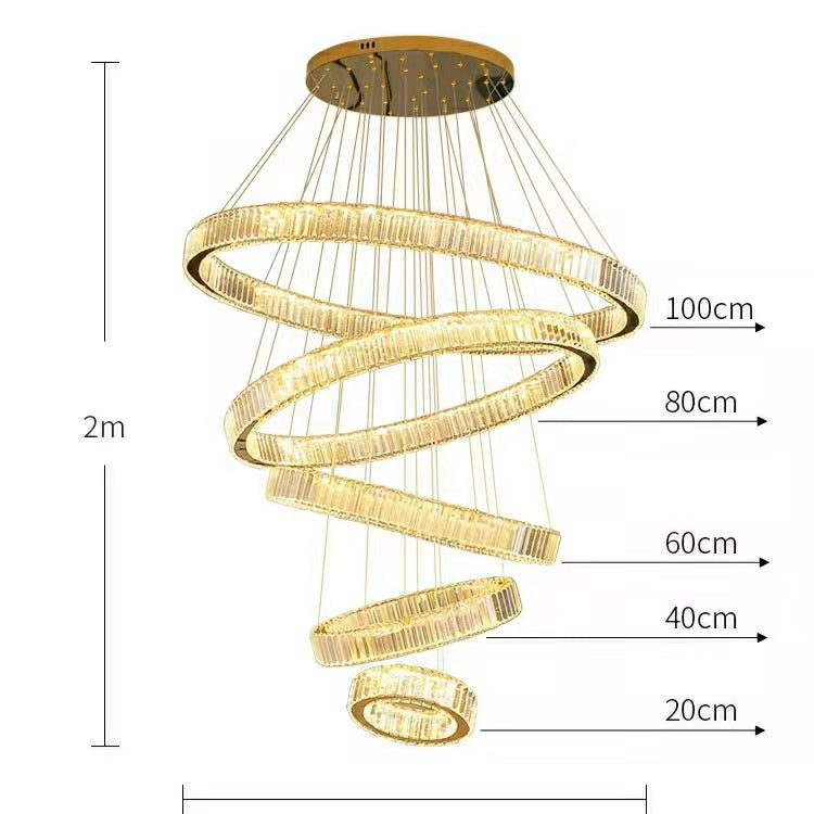 Extra Large Customization Modern Front Entryway Luxury Aesthetic Chandelier 5 Rings Crystal Gold/ Chrome Finish Ceiling Lamp For Hotel Hallway Entrance Lobby