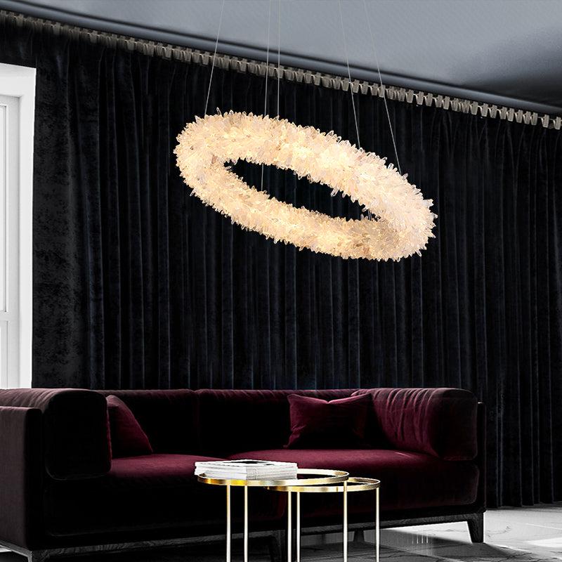 Rock Crystal Round Modern Chandelier - valleylamps