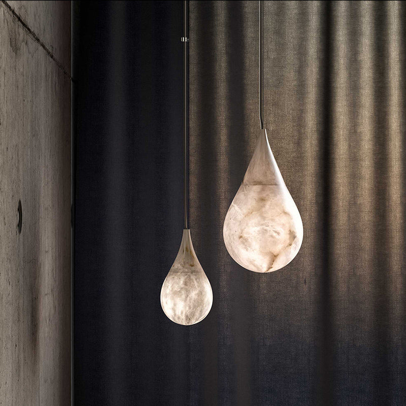 Cleo Teardrop Alabaster Pendant, Kitchen Island Pendant Lamp Fixture