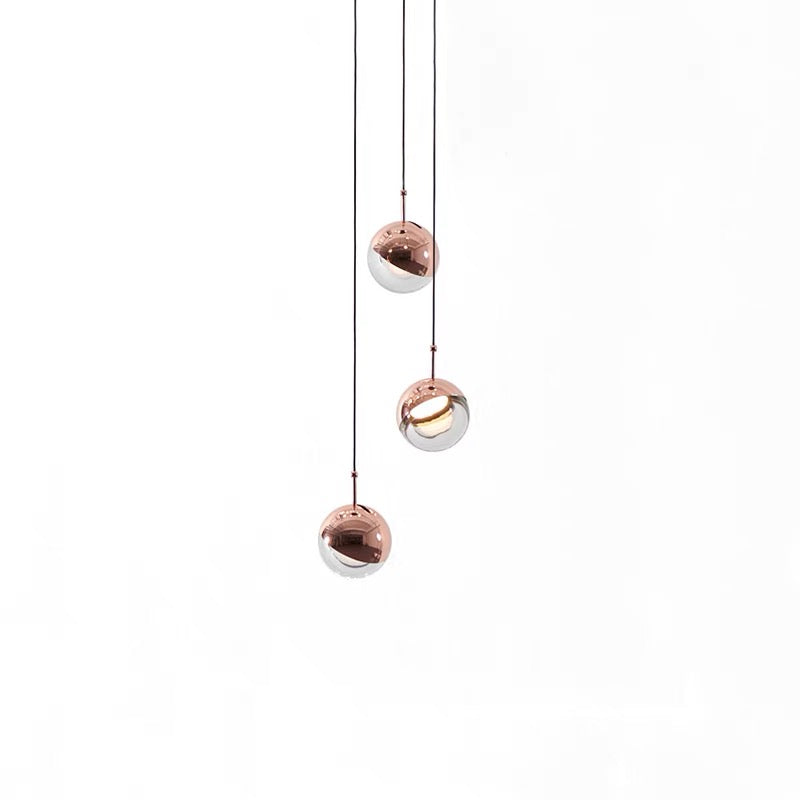 Nordic Simple Globe Pendant Suspension Light in Gold/Rose Gold