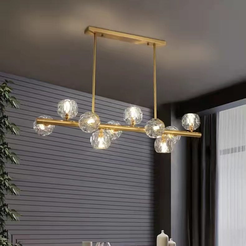 Luxury Pure Copper Chandelier K9 Crystal Dining Room Chandelier Modern Gold Ceiling Fixture Popular Molecular Bar Lights