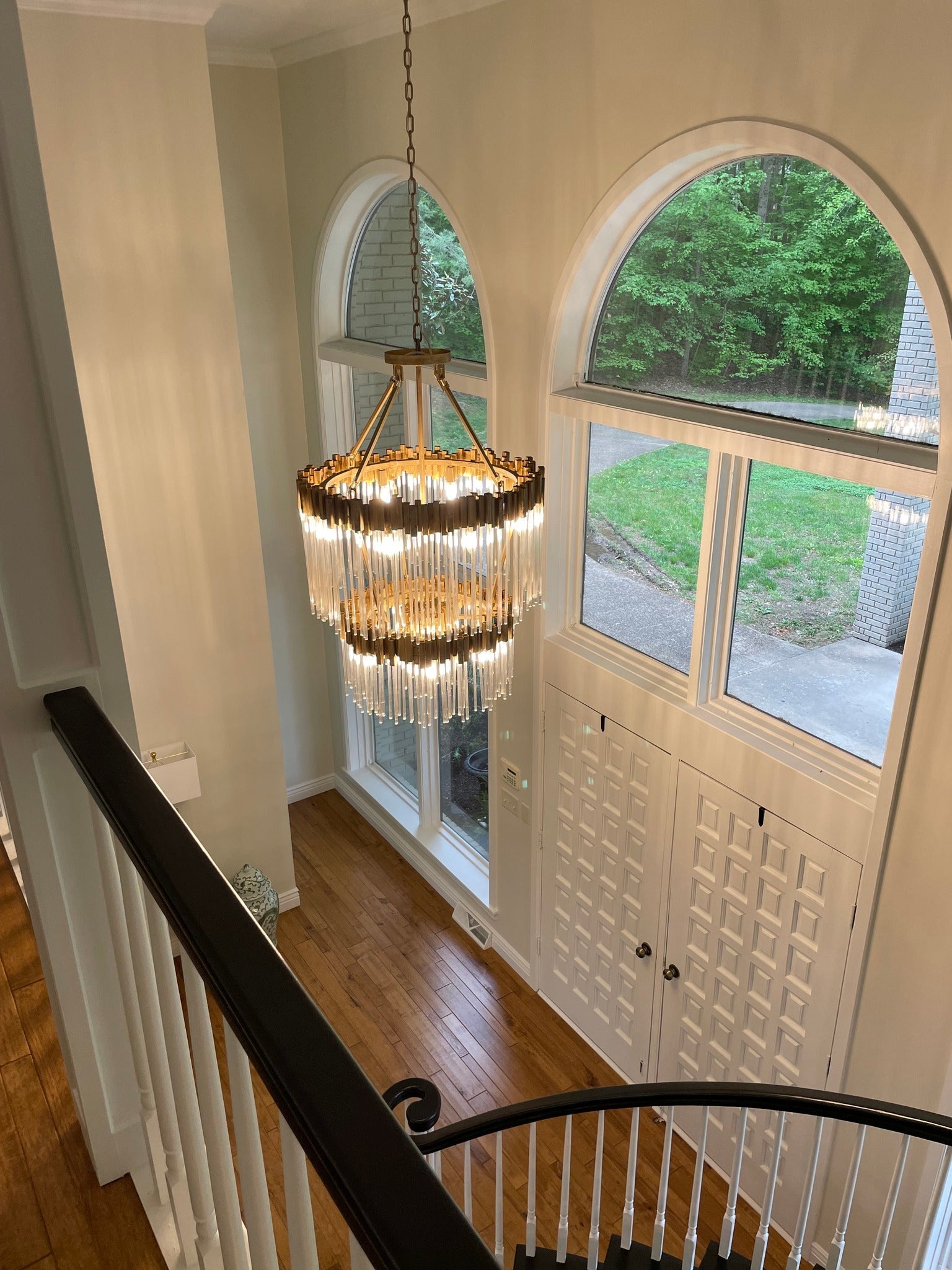 Large Elegant Multi-layers Glam Glass Chandelier for High-ceiling Staircase/Entryway/Living/meeting Room