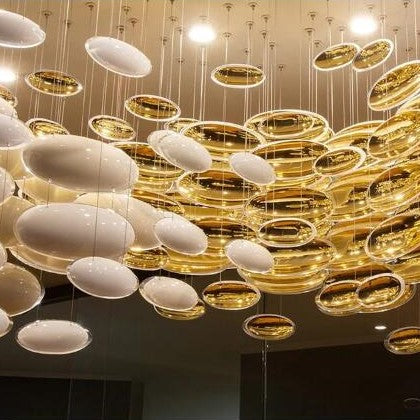 Modern Artistic Unique Golden Dragon Egg Pendant Ceiling Light Fixture for Staircase/ Sales Center/ Hotel