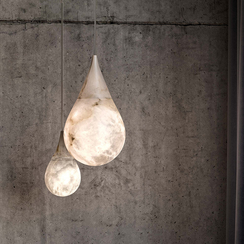 Cleo Teardrop Alabaster Pendant, Kitchen Island Pendant Lamp Fixture