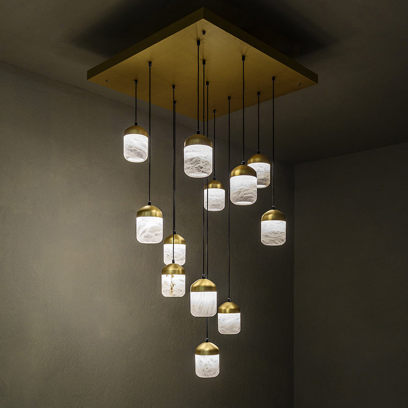 Queena Alabaster Minimalist Alabaster Staircases Pendant Light