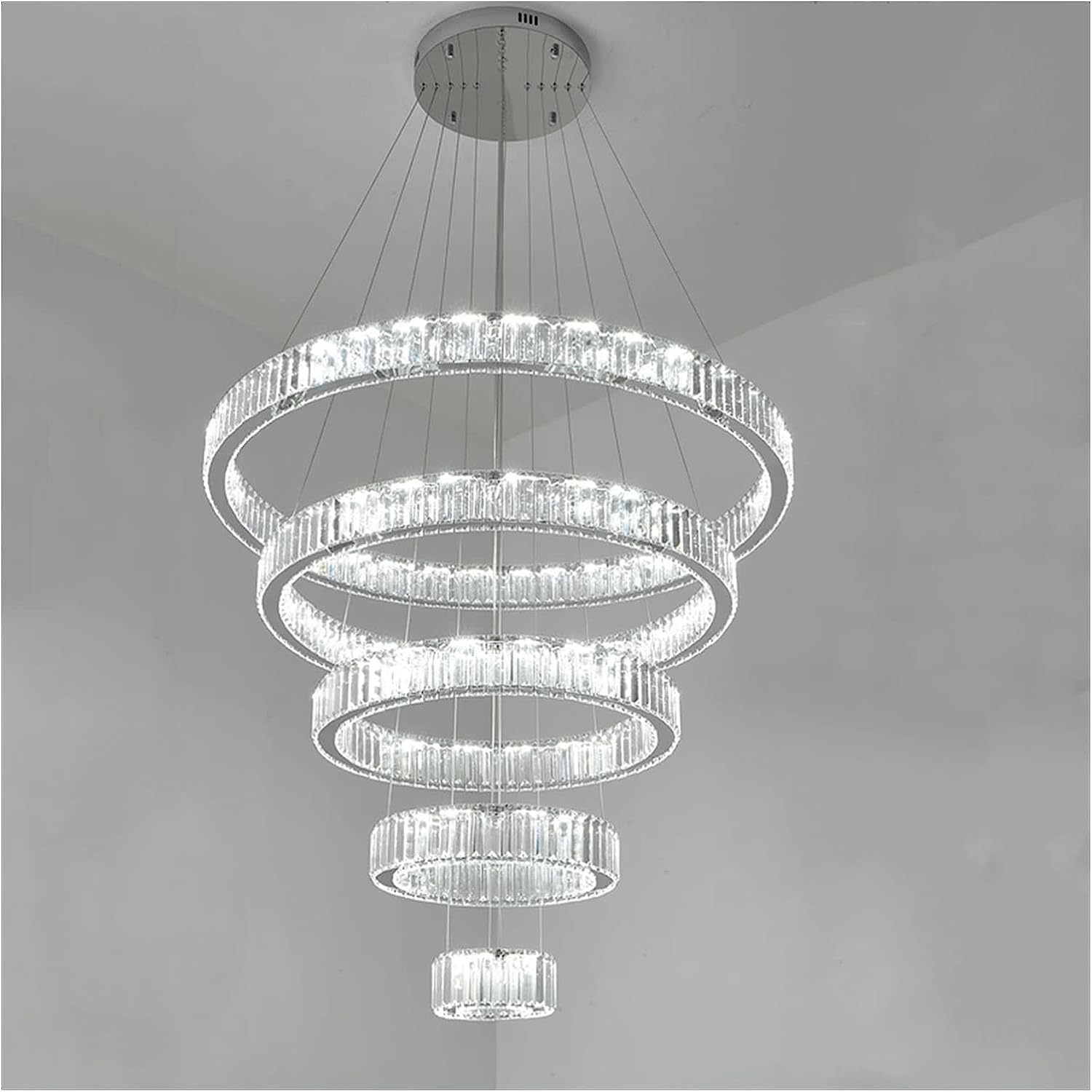 Modern Front Entryway Chandelier 5/6/7 Rings Crystal Gold/ Chrome Finish Ceiling Lamp