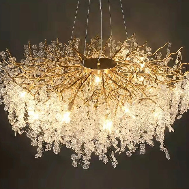 Luxury Branches Crystal Frosted Glass Chandelier Designs for Living /Dining Room Elegant Ceiling Light Wall Lamp Home Set