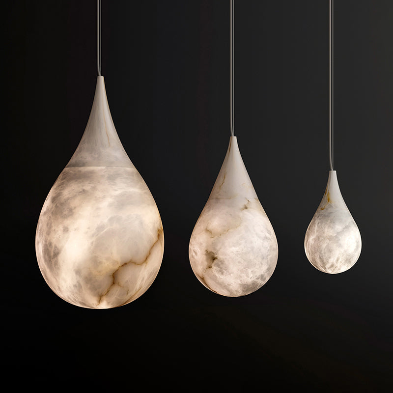 Cleo Teardrop Alabaster Pendant, Kitchen Island Pendant Lamp Fixture